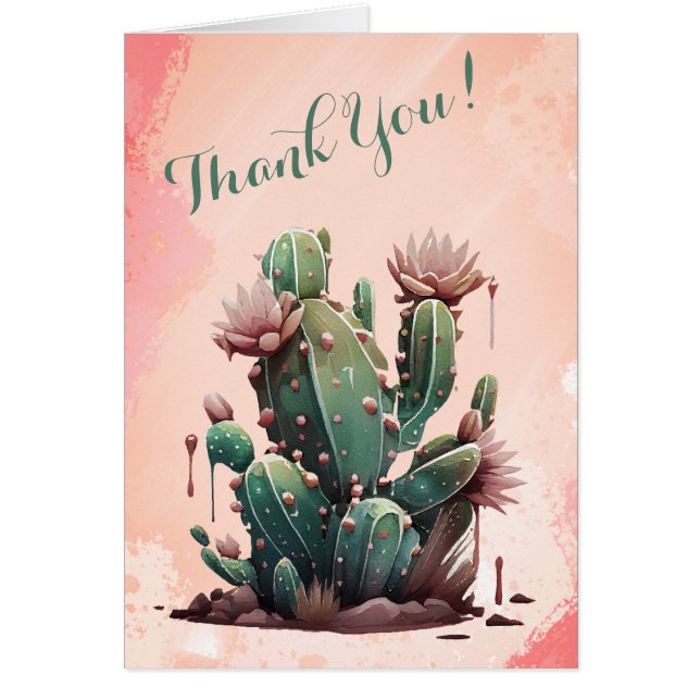 Dusty Pink Cactus Blooms Cards (Front)