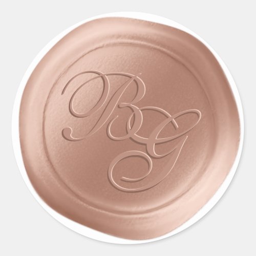 Dusty Pink Calligraphy Monogram Wax Seal Stickers