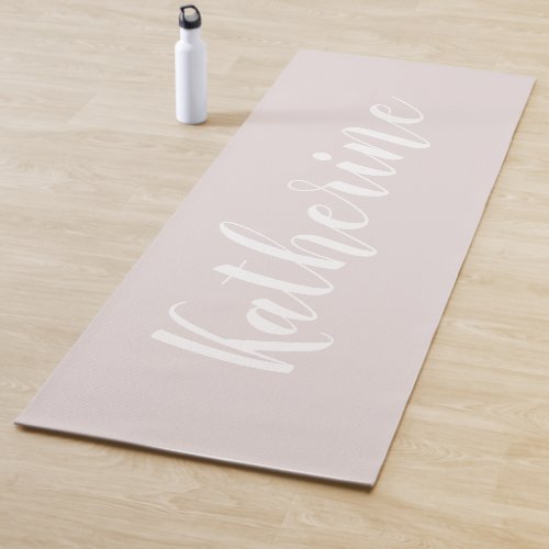 Dusty Pink Calligraphy Name Yoga Mat