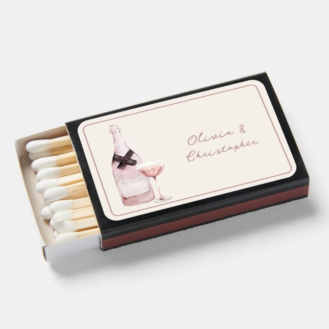 Dusty Pink Champagne Personalized Wedding Matches (Front Open)
