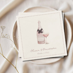 Dusty Pink Champagne Personalized Wedding Napkins