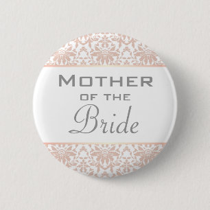 Dusty Pink Chandelier Damask Mother of the Bride Button