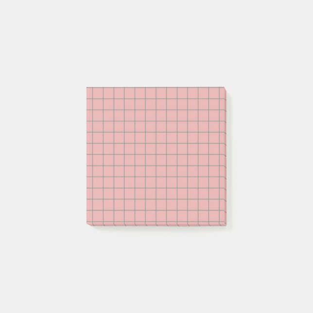 Dusty Pink Checkered Pattern Elegant Grid Design  Post-it Notes (Front)