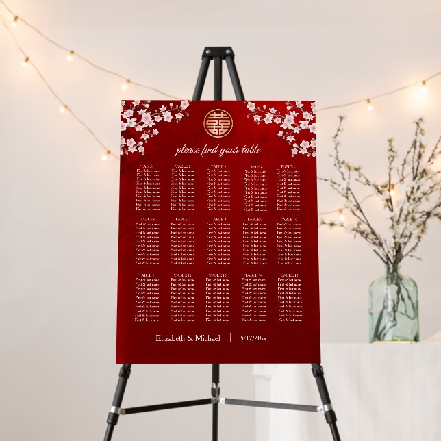 Dusty Pink Cherry Blossom Chinese Wedding Foam Board (In Situ (Stand))