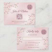 Dusty PInk Cherry Blossom RSVP Chinese Wedding