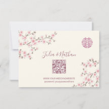 Dusty PInk Cherry Blossom RSVP Chinese Wedding