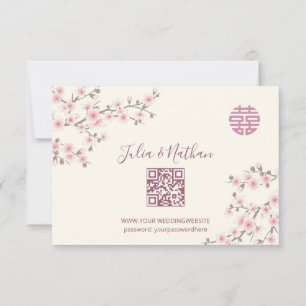 Dusty PInk Cherry Blossom RSVP Chinese Wedding