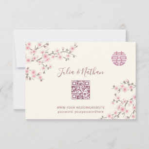 Dusty PInk Cherry Blossom  RSVP Chinese Wedding Card