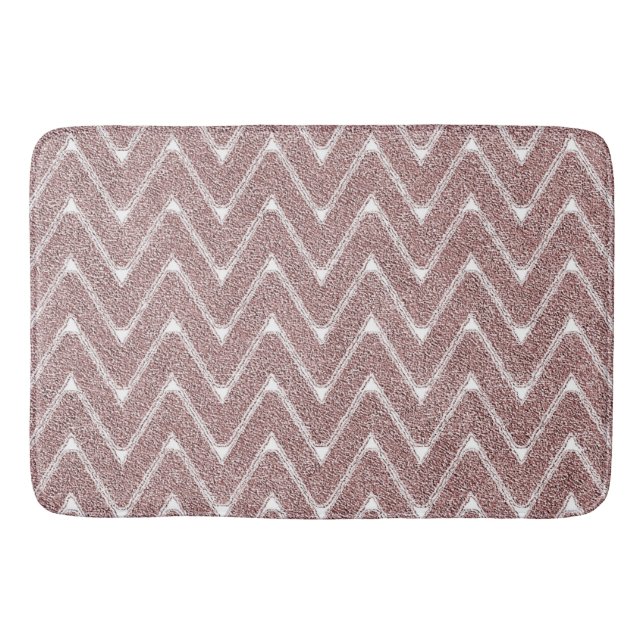 Dusty Pink Chevron Pattern Bath Mat (Front)