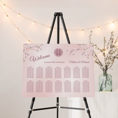 Dusty Pink  Chinese Wedding Seating Chart Foam Board