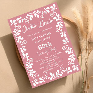 Dusty Pink Cielito Lindo Mexican 60th Birthday Invitation