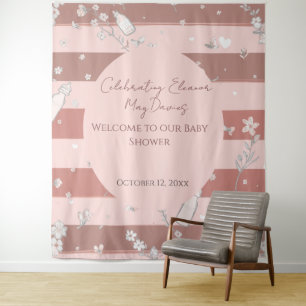 Dusty Pink Circle Baby Girl Shower Backdrop
