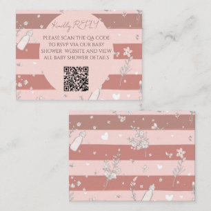 Dusty Pink Circle Frame QR Code Baby Shower RSVP Note Card