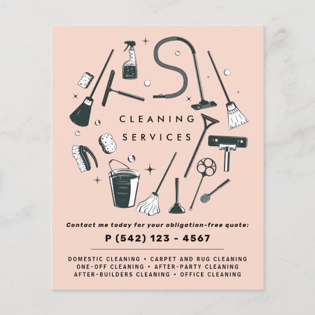 Dusty Pink Cleaning Services  Flyer (Front)