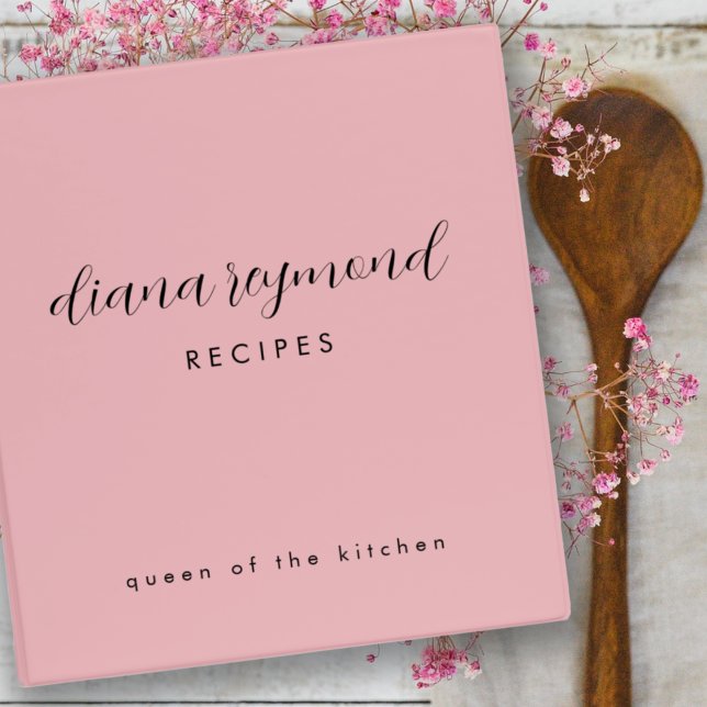Dusty Pink Cookbook Recipe Cooking  3 Ring Binder (Creator Uploaded)