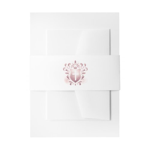 Dusty Pink Crest and Cross Invitation Belly Band
