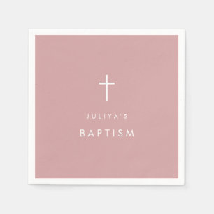 Dusty pink cross Baptism Napkins