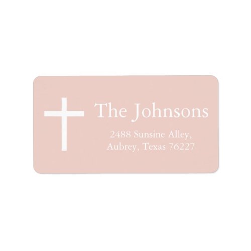 Dusty Pink Cross Girl Baptism Return Address Label