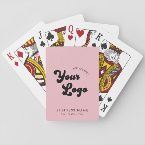 Dusty Pink Custom Business Company 70s Logo  Text Playing Cards
