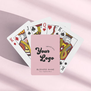 Dusty Pink Custom Business Company 70s Logo & Text Poker Cards