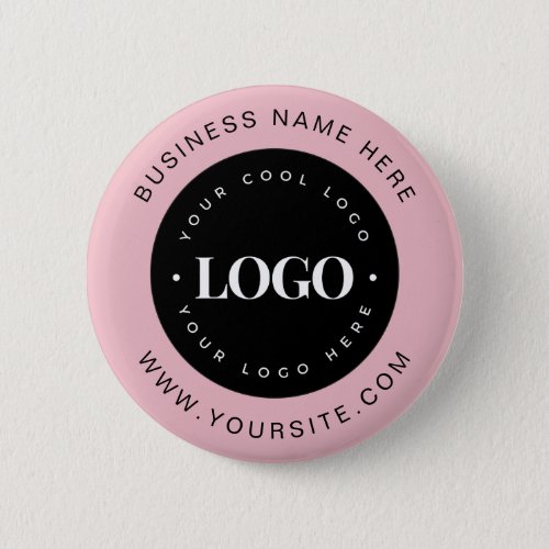 Dusty Pink Custom Logo Text Business Corporate  Button