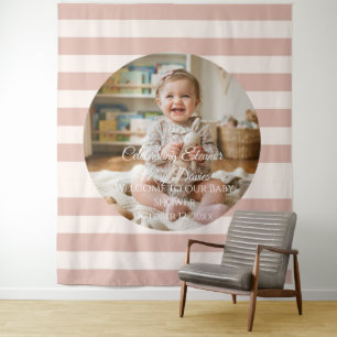 Dusty Pink Custom Photo Baby Shower Backdrop