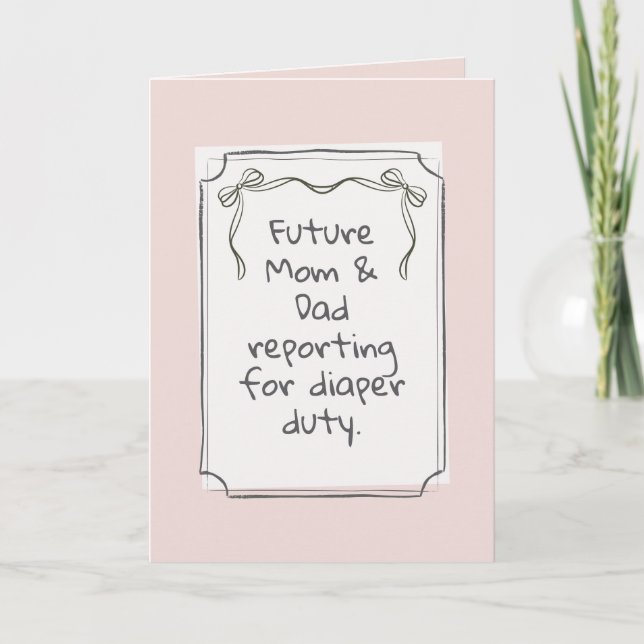 Dusty Pink Cute Minimalist Pregnancy Announcement (Front)