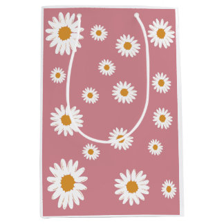 Dusty Pink Daisy Floral Gift Bag