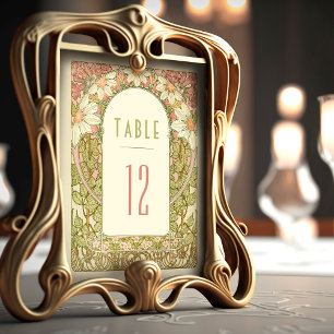 Dusty Pink Daisy Table Numbers Vintage Art Nouveau