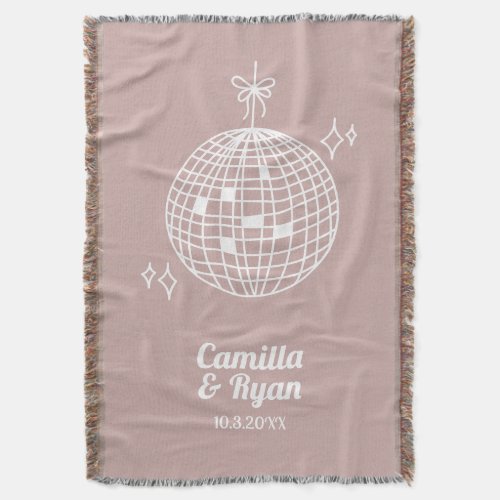 Dusty Pink Disco Ball Wedding Anniversary Blanket