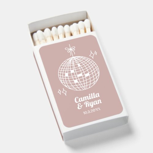 Dusty Pink Disco Wedding Favor Personalized Matchboxes