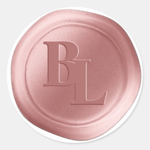 Dusty Pink Double Monogram Faux Wax Seal Stickers