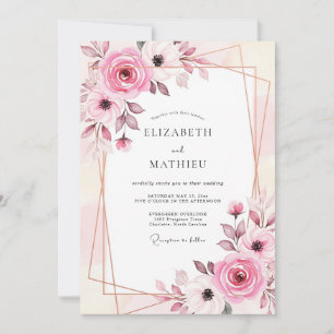 Dusty Pink Dreamy Spring Wedding Invitation