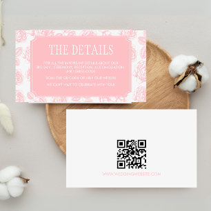 Dusty Pink Elegant Chinoiserie Wedding Details Enclosure Card