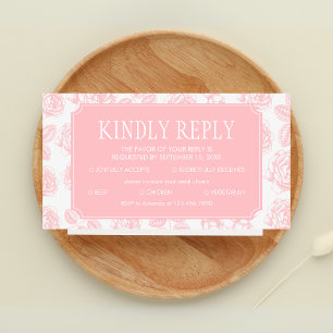 Dusty Pink Elegant Chinoiserie Wedding RSVP Enclosure Card