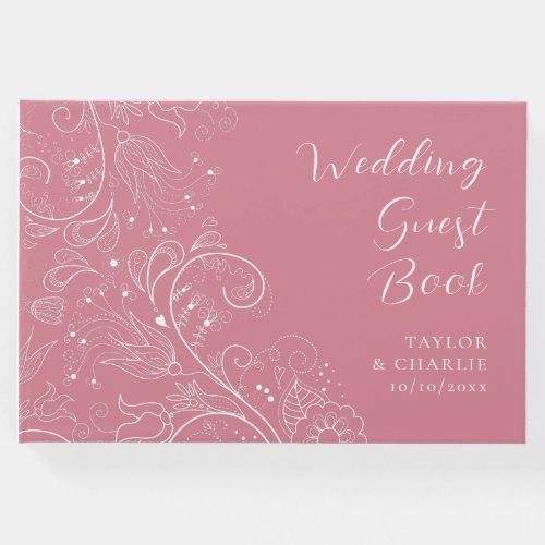 Dusty Pink Elegant Floral Wedding Guest Book