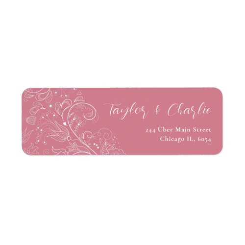 Dusty Pink Elegant Floral Wedding Label
