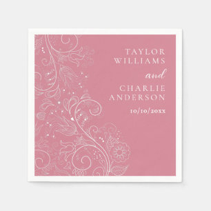 Dusty Pink Elegant Floral Wedding Napkins