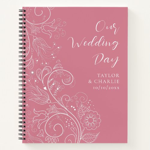 Dusty Pink Elegant Floral Wedding Notebook