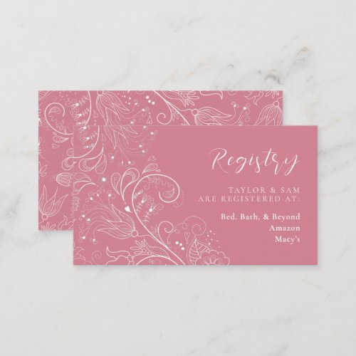 Dusty Pink Elegant Floral Wedding Registry Enclosure Card
