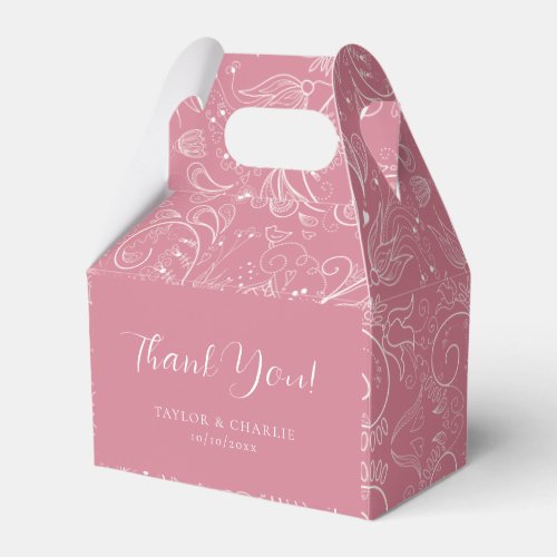 Dusty Pink Elegant Floral Wedding Thank You Favor Boxes