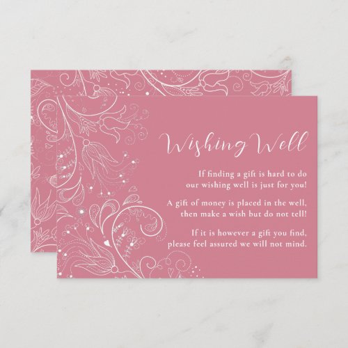 Dusty Pink Elegant Floral Wedding Wishing Well Enclosure Card