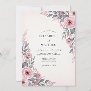 Dusty Pink Enchanting Botanical Wedding Invitation
