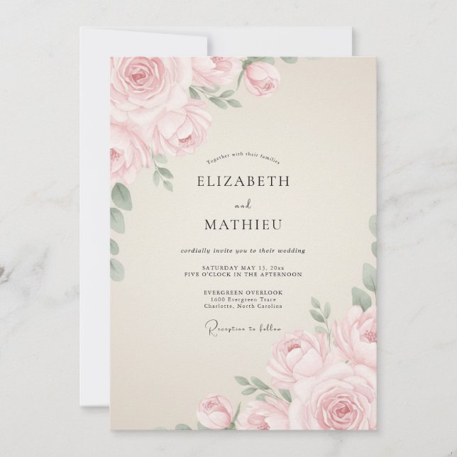 Dusty Pink Ethereal Romance Wedding Invitation (Front)