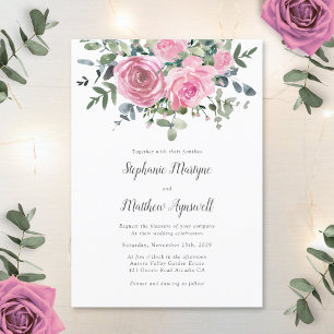 Dusty Pink Eucalyptus Botanical Wedding Invitation
