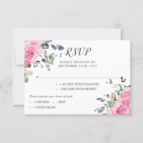 Dusty Pink Eucalyptus Botanical Wedding RSVP Card