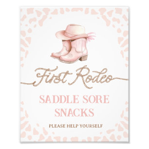 Dusty Pink First Rodeo 1st Birthday Party Sign