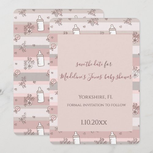 Dusty Pink  Floral Baby Girl Shower Save the date