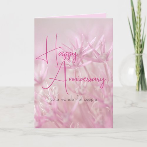 Dusty Pink Floral Background Happy Anniversary Card