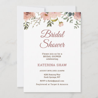 Dusty Pink Floral boho Bridal Shower Invitation